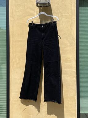 Mango Black Wide-Leg Flare Jeans